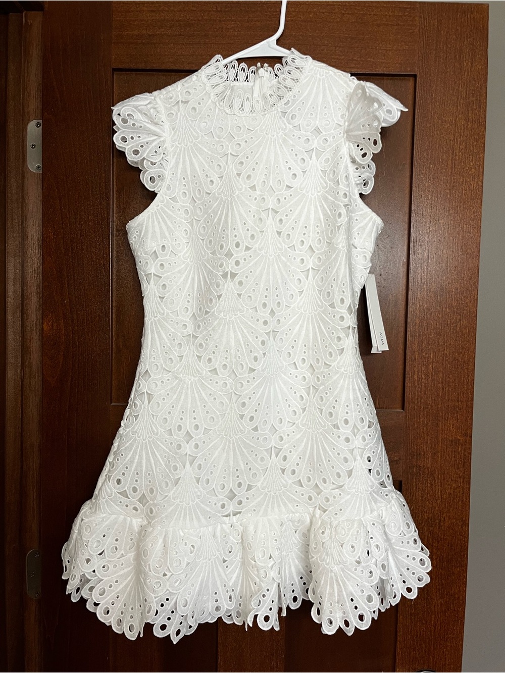 Aqua Mock Neck Lace Shift Dress - Exclusive